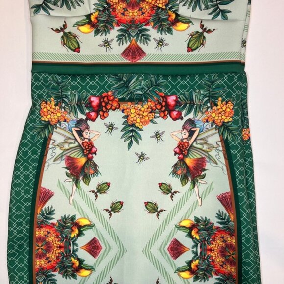 NWT COLCCI Made in Brazil 🇧🇷 V neck Sleeveless Bodycon Floral Midi Dress Sz 4 - Picture 10 of 14